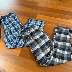(2) Mens Small Pajama Pants Plaid Flannel GAP Merona Lounge Pants Pockets Short